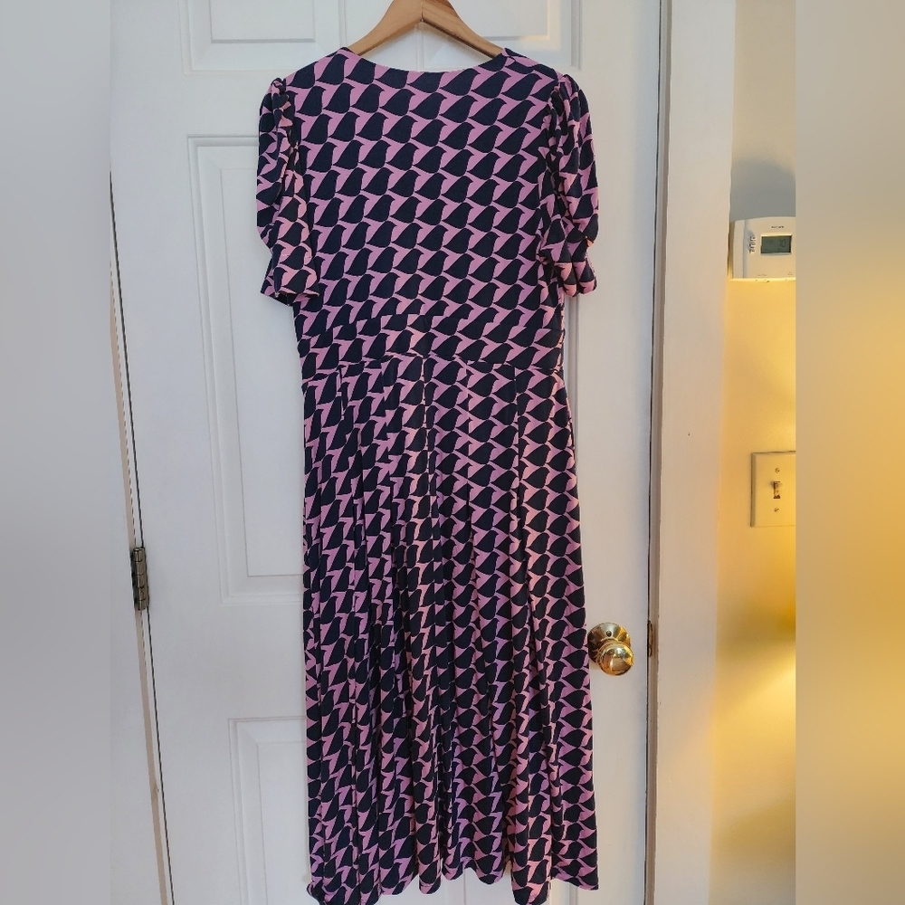Boden Kristen Pleated Jersey Dress Size 10P Strawberry Sherbert Birdie Office - Picture 6 of 15